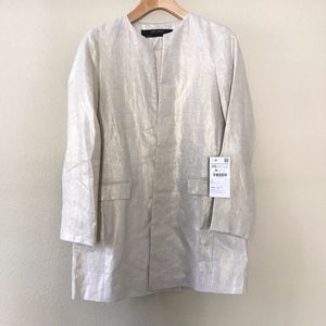 New Zara 100% Linen blazer casual relaxed fit XS